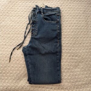 Garage Dark Blue Lace-Up Skinny Jeans
